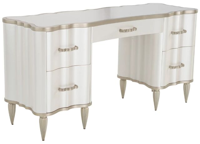 Michael Amini® London Place Creamy Pearl Vanity Desk and Mirror-1