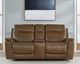 Liberty Furniture Collins York Chestnut Leather Power Reclining Loveseat with Console-2