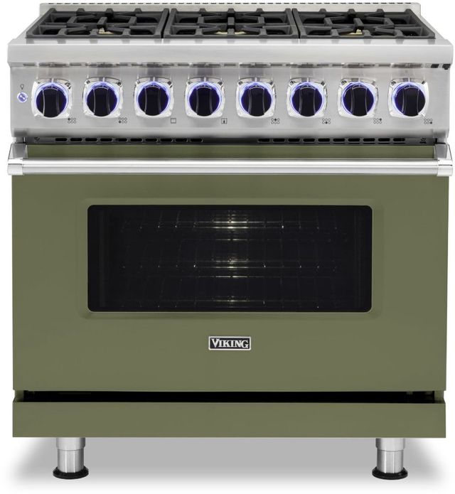 Viking® 7 Series 36" Cypress Green Pro Style Dual Fuel Liquid Propane Range-0