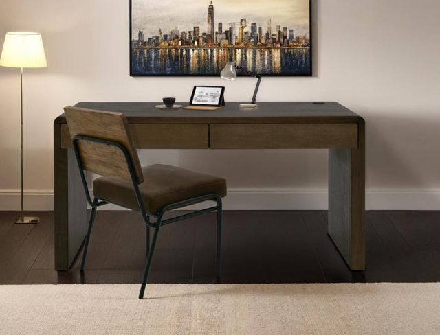 International Furniture Direct Tamesis Chocolate Brown/Light Brown Desk-1