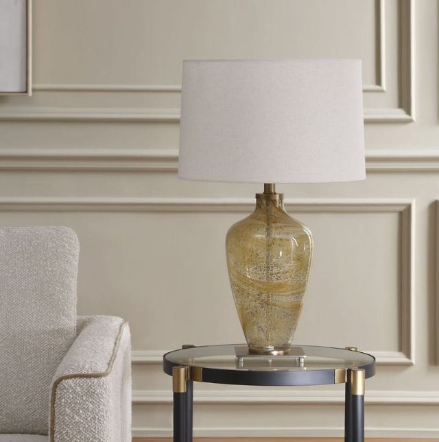 Uttermost® Rainer Amber/Translucent Olive Blown Glass Table Lamp-2