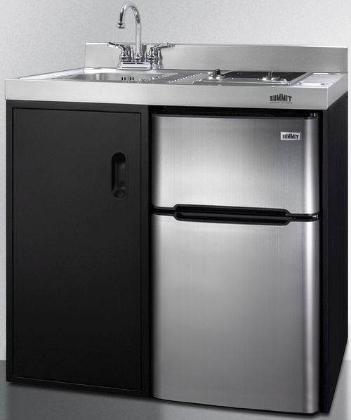 Summit® 36" Black and Stainless Steel All-In-One Kitchenette-2