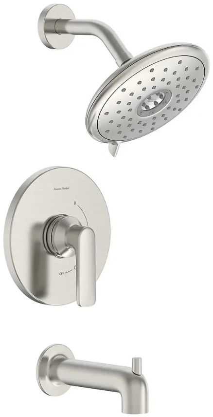 American Standard Aspirations Brushed Nickel Tub and Shower Trim Kit with Water-Saving Showerhead and Lever Handle-0