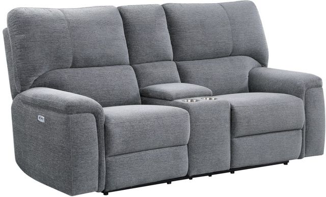 Homelegance® Dickinson Charcoal Power Double Reclining Loveseat with Center Console and Power Headrests-0