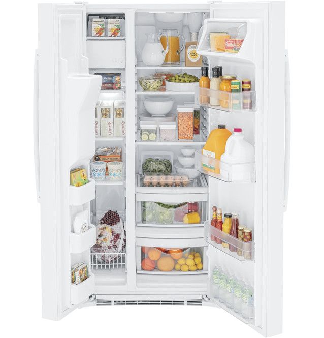 GE® 33" 23.0 Cu. Ft. White Side-by-Side Refrigerator-3
