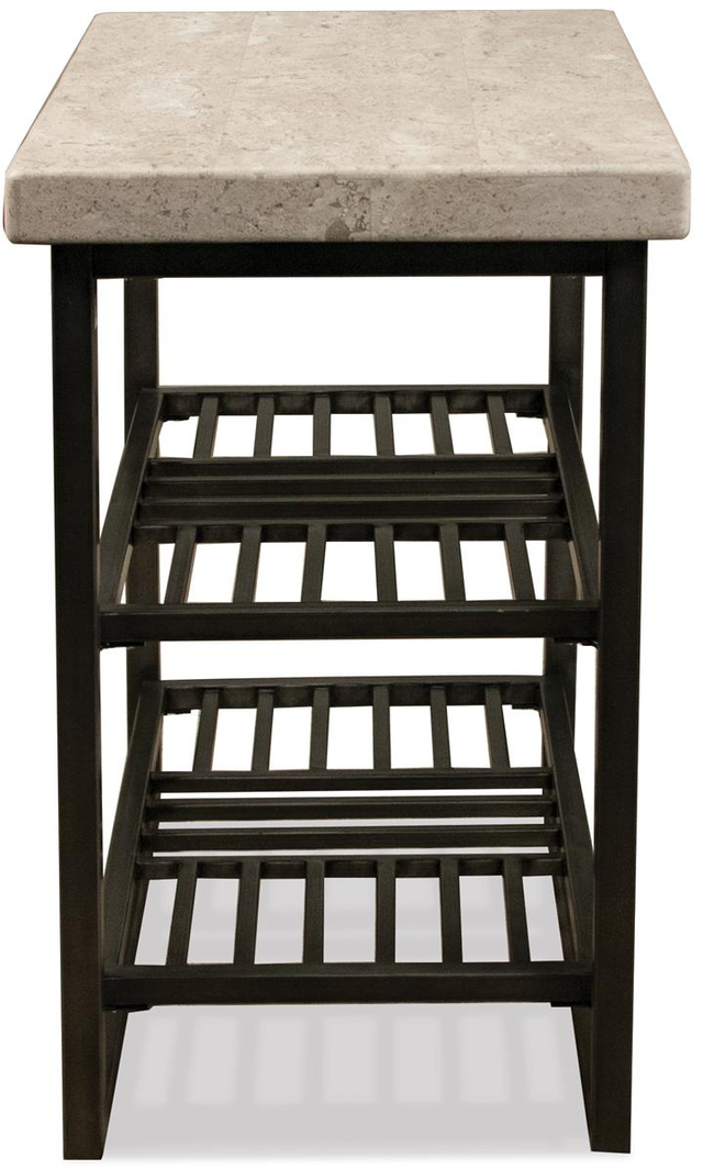 Riverside Furniture Capri Alabaster Travertine Stone Top Chairside Table with Black Base-0