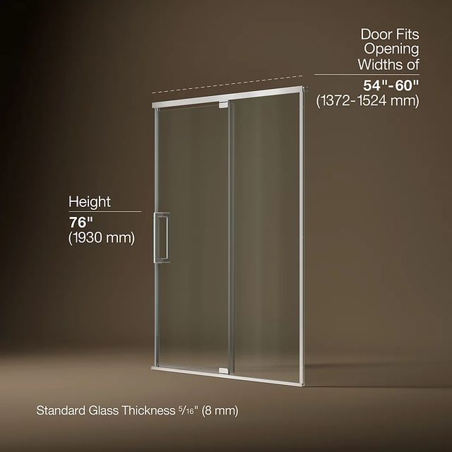KOHLER Statement™ Bright Polished Silver 76" x 54" - 60" Pivot Shower Door-2