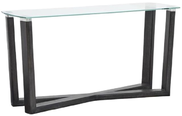 Magnussen Home® Wexler Black Truffle Sofa Table with Clear Glass Top-0