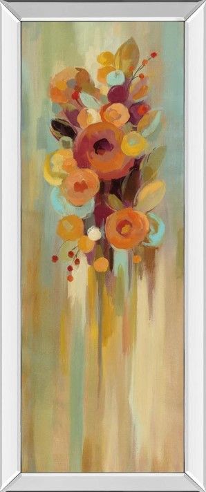 Classy Art Tall Autumn Flowers I by Silvia Vassileva Mirrored Frame Wall Art-0