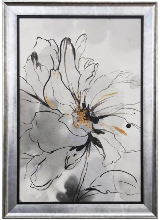 Stylecraft Floral Sketch I Black/Gold/Gray/Light Gray Wall Art-0