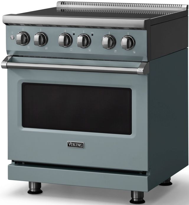 Viking® 5 Series 30" Novembery Sky Pro Style Induction Range with Polished Chrome Trim-3