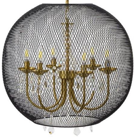 YHD Baron Antique Brass/Matte Black 6-Light Chandelier-1