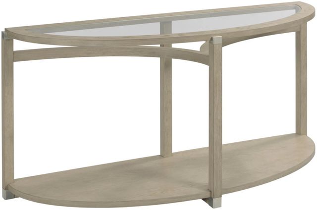 Hammary® Solstice Glass Top Demilune Sofa Table with Soft Beige Base-0