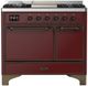 Ilve® Majestic III 40"Burgundy Pro Style Dual Fuel Natural Gas Range with Solid Door and Burnished Trim-0