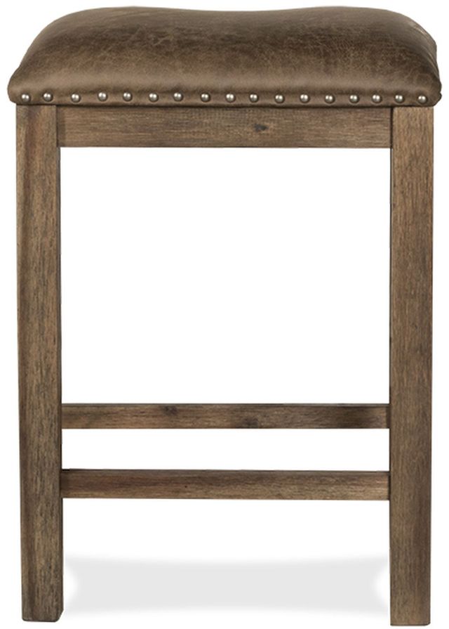 HH2 Home Willlow Bend 2-Piece Antique Walnut/Weathered Brown Leather Counter Stool-2