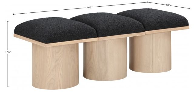Meridian Furniture Pavilion 3-Piece Black/Natural 47" Modular Bench Set-2