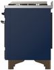 Ilve® Majestic III 36" Midnight Blue Pro Style Dual Fuel Liquid Propane Range with 6 Black Brass Burners and Burnished Trim-4