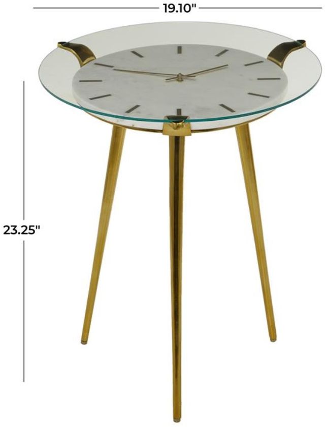 Deco Marche Glass Top Accent Table with Gold Base-3
