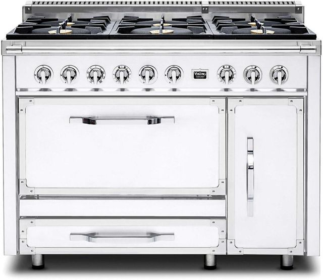 Viking® Tuscany 48" Antique White Dual Fuel Pro-Style Range-0