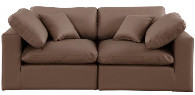 Meridian Furniture Comfy 2-Piece Brown Vegan Leather Modular Sofa-1
