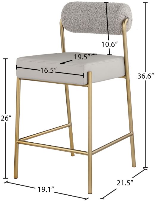 Meridian Furniture Carly Brushed Brass/Taupe Counter Stool-2
