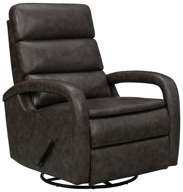 BarcaLounger® Nick Ryegate Gray Leather Manual Swivel Glider Recliner-0