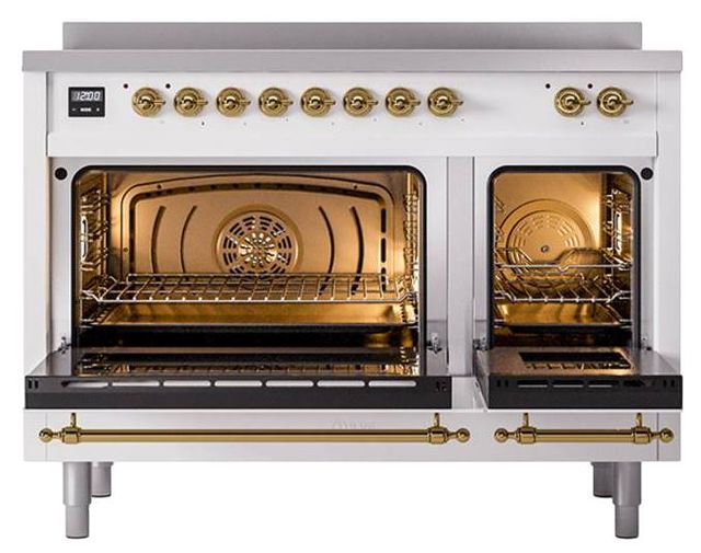 Ilve® Nostalgie II Noblesse 48'' Custom RAL Color Pro Style Induction Range with Brass Trim-1