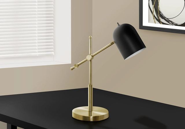 Monarch Specialties Inc. Brass Desk Lamp with Black Metal Shade-2
