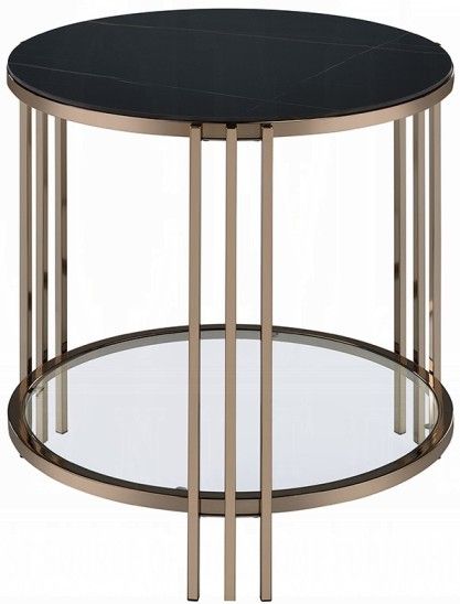 ACME Furniture Zaidee Black End Table with Champagne Base-0