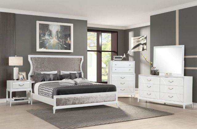 Bernards Renascence Brown/White King Upholstered Panel Bed-1