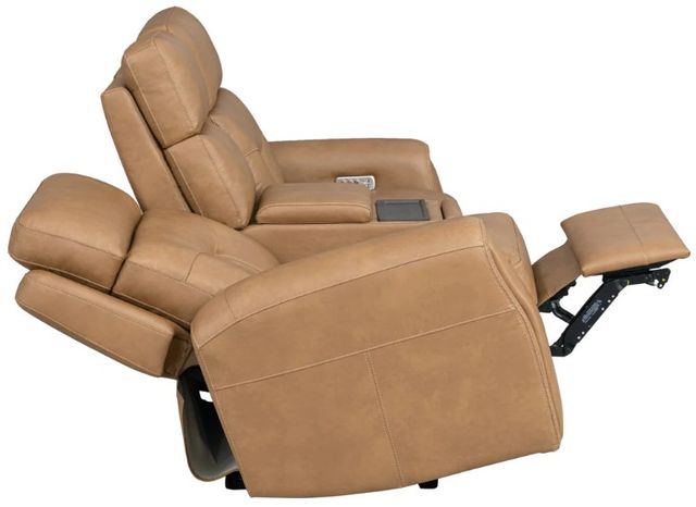 Flexsteel® Felix Toasted Almond Leather Power Reclining Loveseat with Console, Power Headrest and Lumbar-1