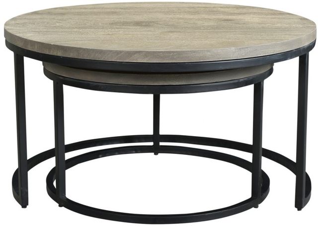 Moe's Home Collection Drey 2-Piece Grey Nesting Coffee Table Set with Black Metal Base