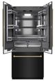ZLINE Autograph Edition 36"  19.6 Cu. Ft. Black Stainless Steel French Door Built-In Bottom Freezer Refrigerator with Water Dispenser and Ice Maker in Graphite Gray Interior and Polished Gold Helix Handles-2