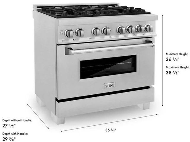 ZLINE 36" Satin Stainless Steel Pro Style Dual Fuel Range-2