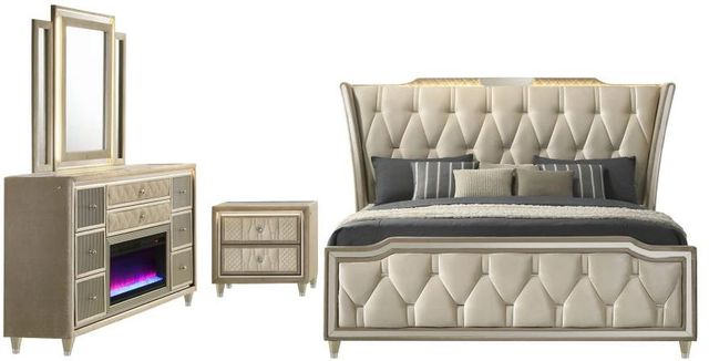 Coaster® Lorient 4-Piece Camel/Ivory California King Panel Bedroom Set-0