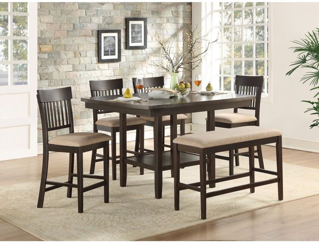 Mazin Furniture Balin Dark Brown 54" Counter Height Table with Lazy Susan-3