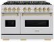 ZLINE Autograph Edition 48" 6.7 cu. ft. Dual Fuel Range with 8 Burner DuoPro™ Cooktop and Dual Ovens in Stainless Steel and Champagne Bronze Accents -0