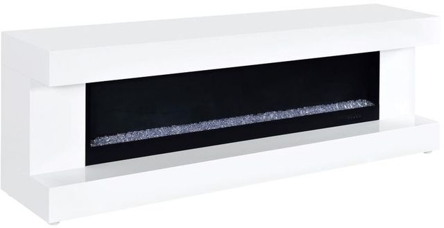 Coaster® Mallory White High Gloss TV Stand Fireplace Console-0