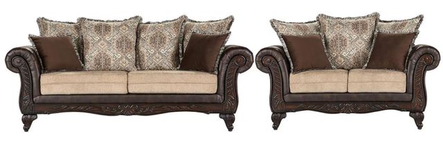 Coaster® Elmbrook 2-Piece Brown Upholstered Rolled Arm Living Room Set-0