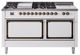 Ilve® Nostalgie II Noblesse 60'' White Pro Style Dual Fuel Range with Burnished Trim-0