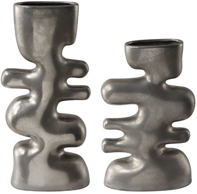 Uttermost® Free Flowing 2-Piece Nickel Vase Set-2