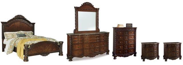Millennium® by Ashley® North Shore 6-Piece Dark Brown Queen Panel Bed Set-0