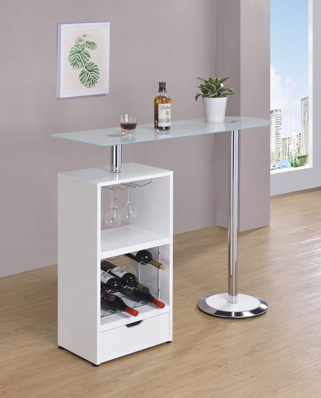 Coaster® Koufax Glossy White 1-Drawer Bar Table-3