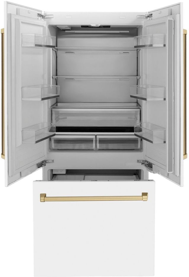 ZLINE Autograph Edition 36" 19.6 Cu. Ft. White Matte Built-In French Door Refrigerator -1
