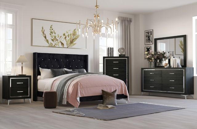 New Classic® Home Furnishings Huxley 4-Piece Black Queen Panel Bedroom Set-1