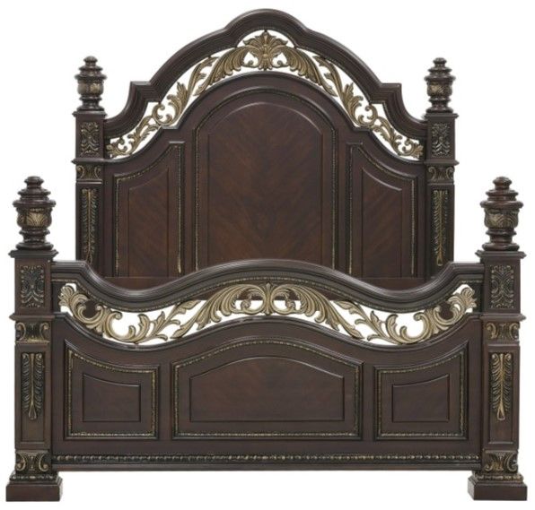 Homelegance® Catalonia Dark Cherry Queen Poster Bed-2