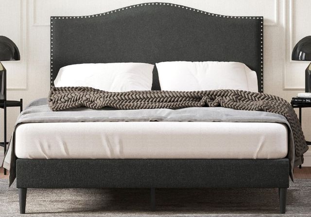 American Wholesale Furniture Leighford Gray King Upholstered Bed-0