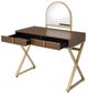 ACME Furniture Coleen Gold/Walnut Vanity Desk with Mirror and Jewelry Tray-2