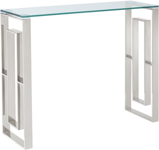 Worldwide Homefurnishings Inc. Eros Glass Top Console Table with Silver Base-0