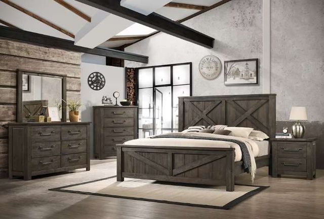 Elements International Maverick 4-Piece Antique Gray Queen Panel Bedroom Set-4
